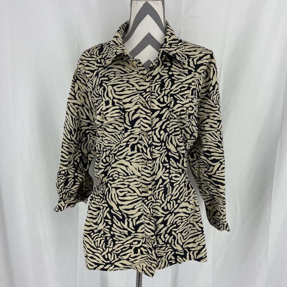 Charter Club Tunic Top Brown Black Tan Animal Print woman's Size 24W